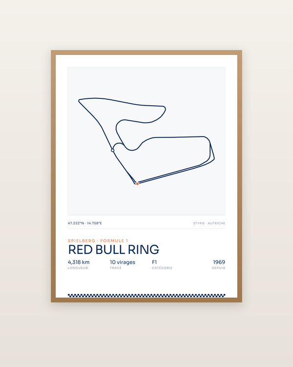 Red Bull Ring, encadrée dans un cadre bois naturel