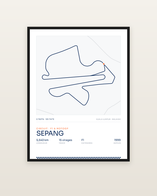 Sepang, encadrée dans un cadre noir