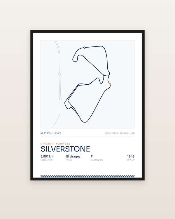 Silverstone, encadrée dans un cadre noir