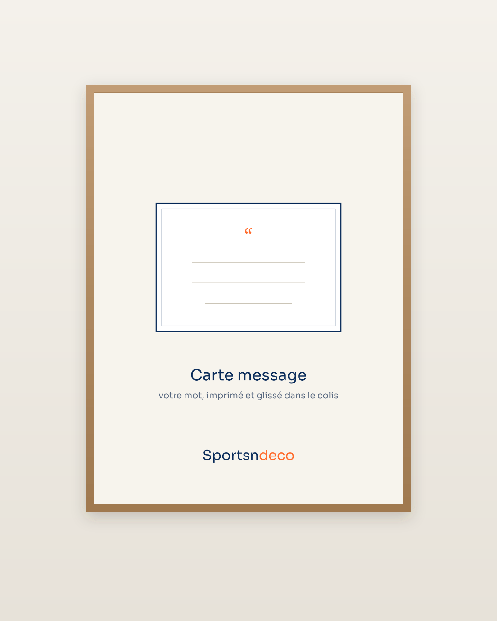 Carte message personnalisée, encadrée dans un cadre bois naturel