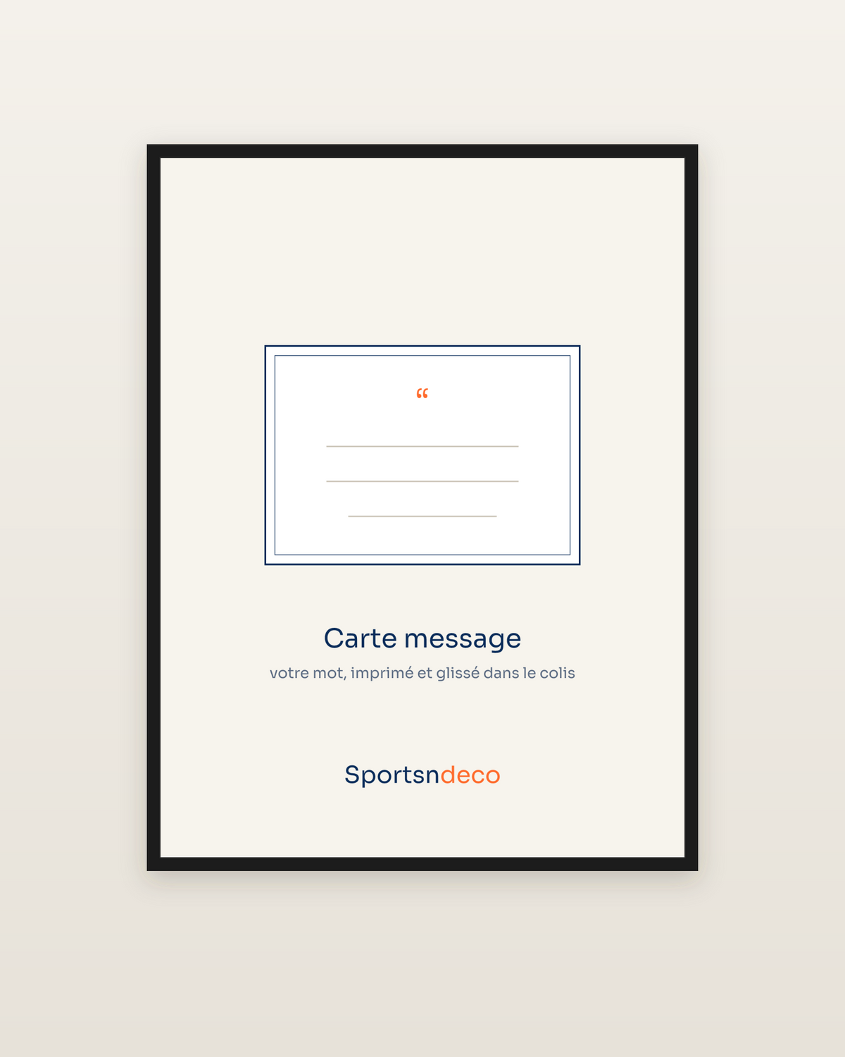 Carte message personnalisée, encadrée dans un cadre noir