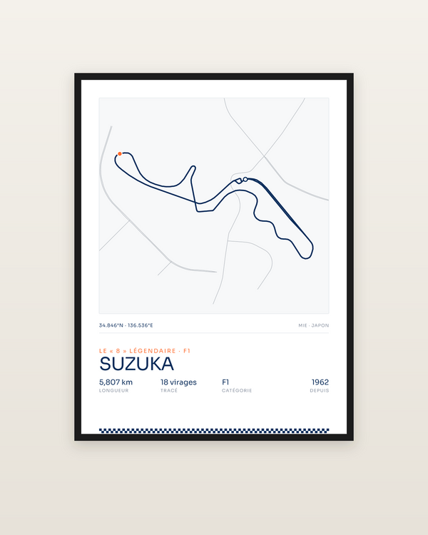 Suzuka, encadrée dans un cadre noir