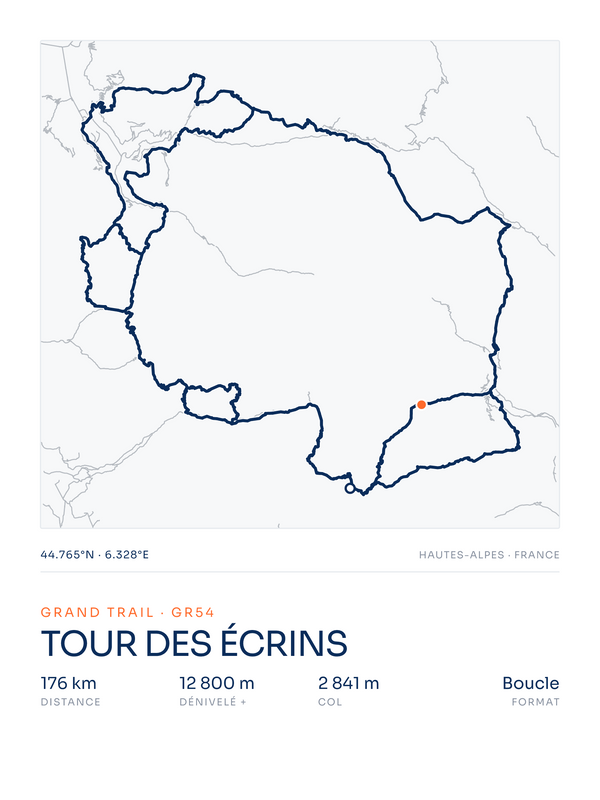 Tour des Écrins | GR54, affiche personnalisable imprimée en France