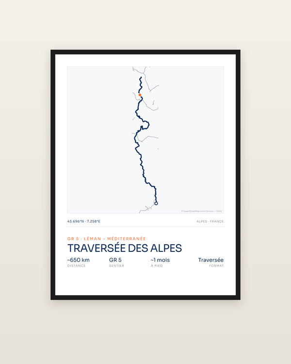 Traversée des Alpes | GR5, encadrée dans un cadre noir