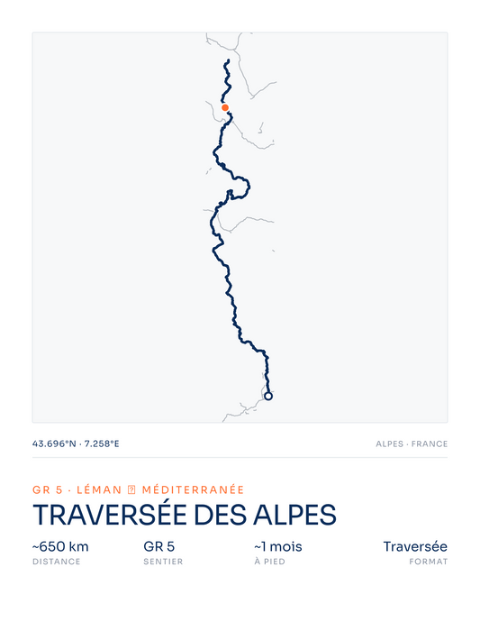 Traversée des Alpes — affiche randonnée