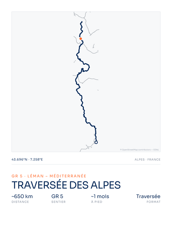 Traversée des Alpes | GR5, affiche personnalisable imprimée en France