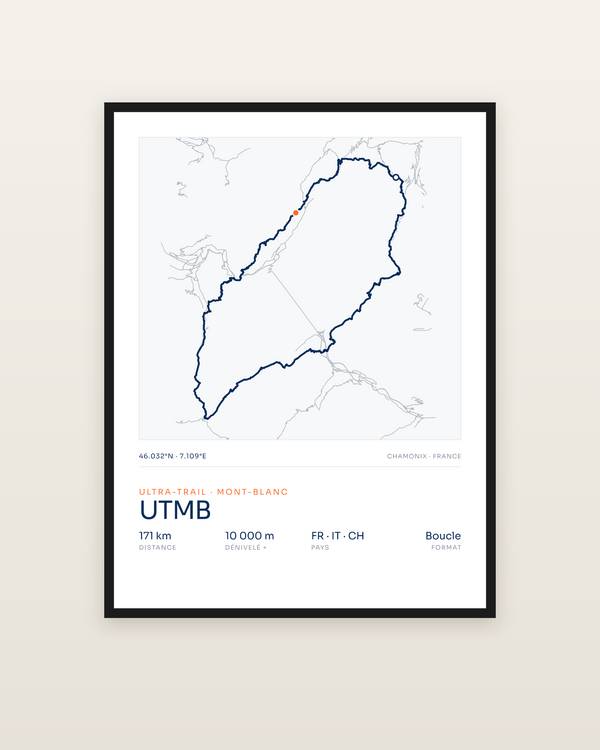 UTMB, encadrée dans un cadre noir