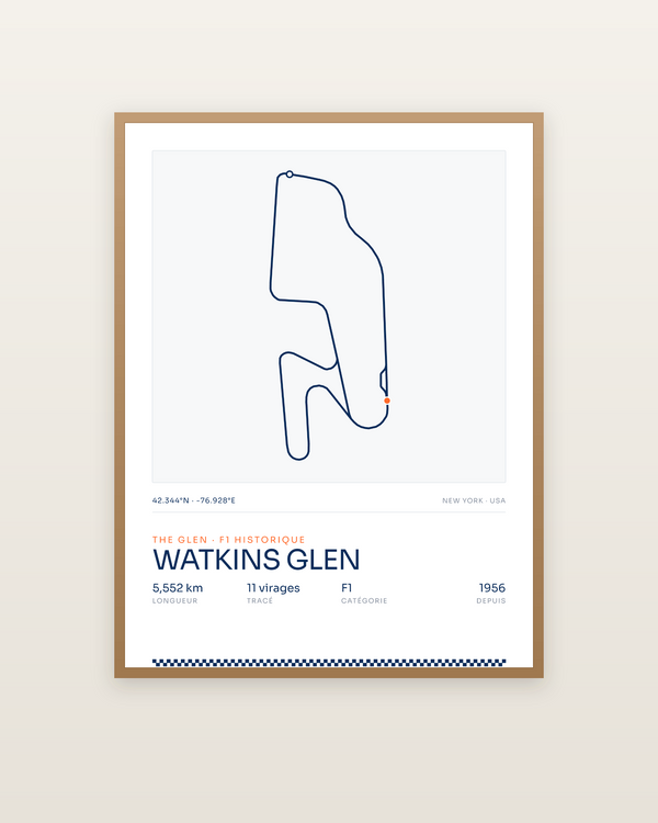 Watkins Glen, encadrée dans un cadre bois naturel