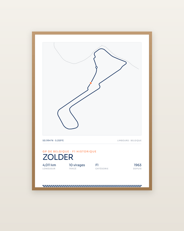 Zolder, encadrée dans un cadre bois naturel